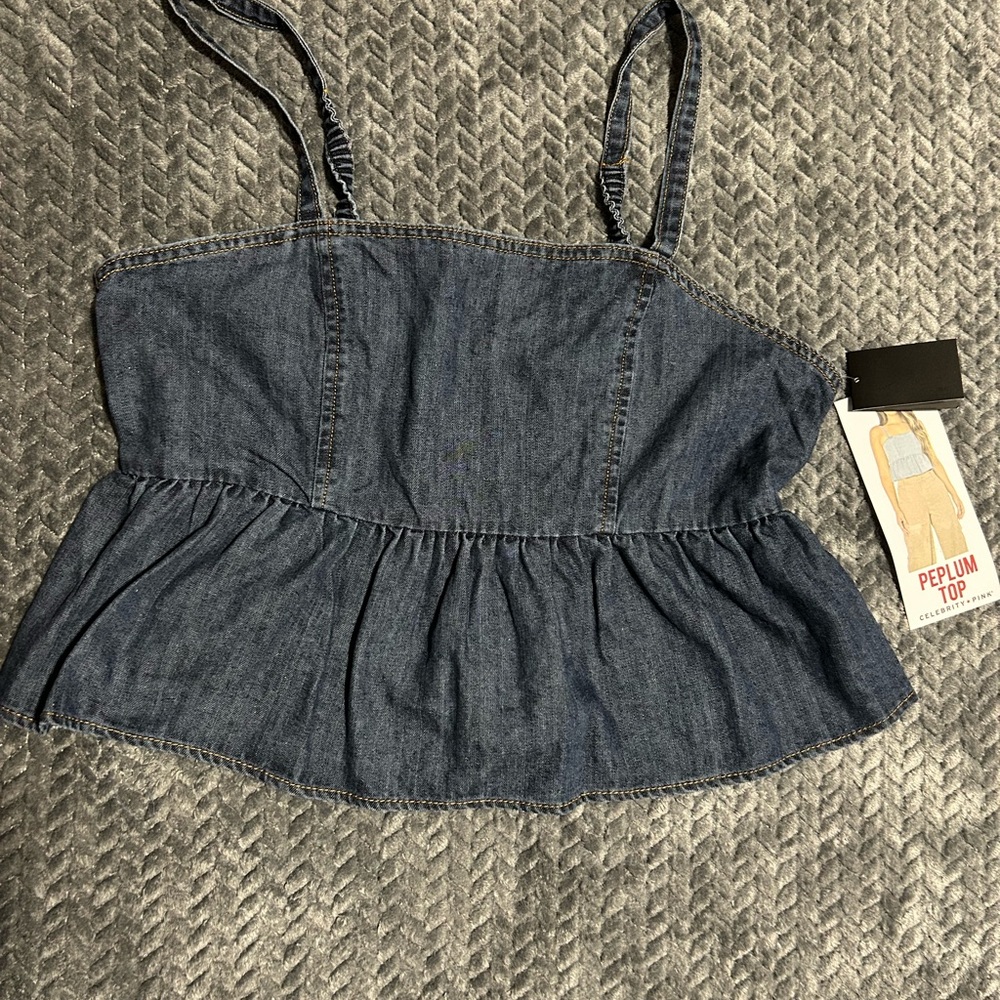 Celebrity Pink Dark Denim Peplum Camisole